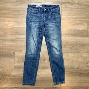 Pilcro and the Letterpress Skinny Leg Low Rise Medium Wash Blue Jeans Women's